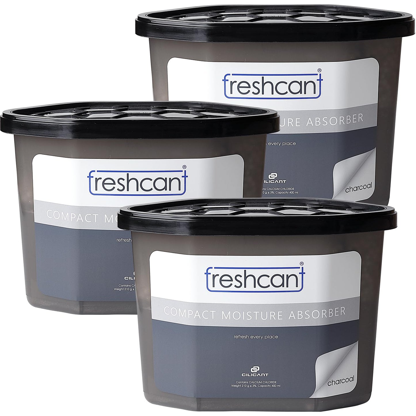 Freshcant Moisture Absorber, Charcoal color, 210gm, 3 pack