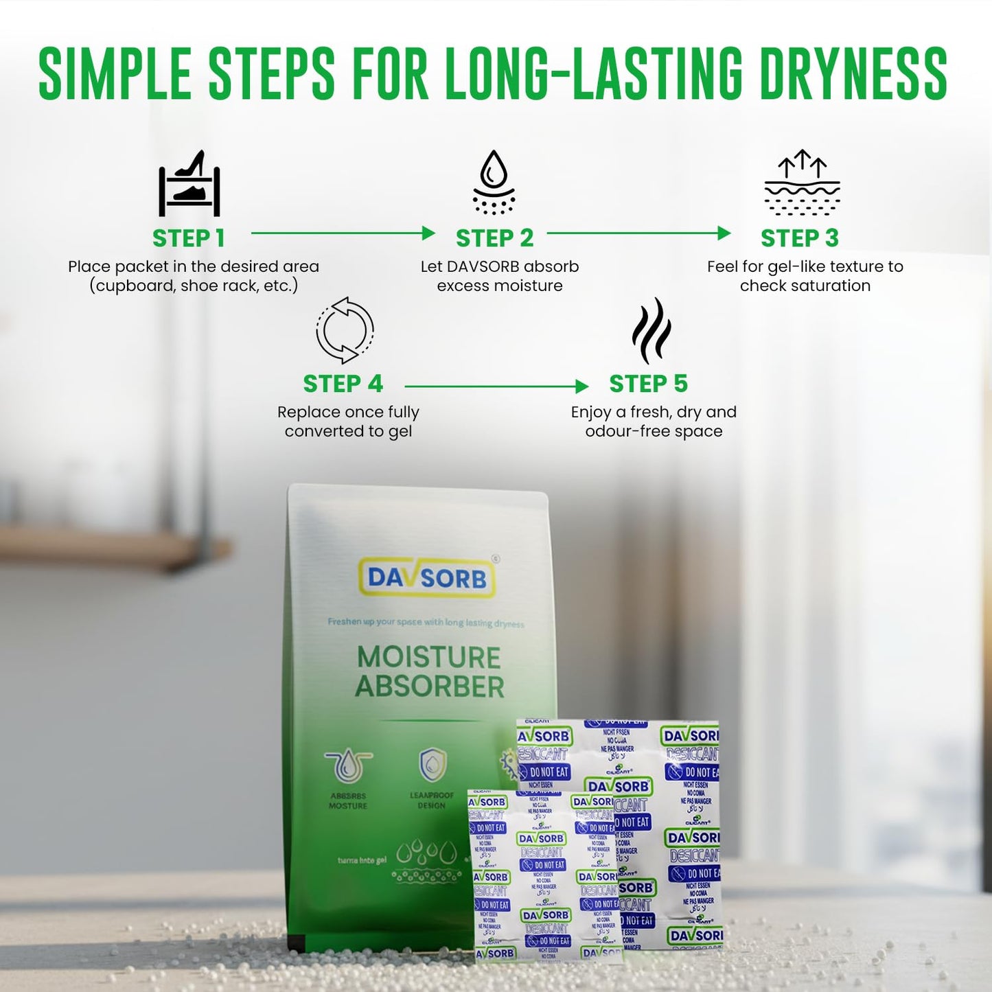 DAVSORB Moisture Absorber - Small - (Approx 5 gm x 100 Packets)