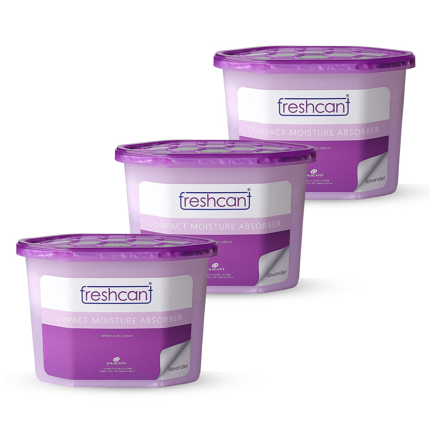 Freshcant Moisture Absorber, Lavender color, 210gm, 3 pack