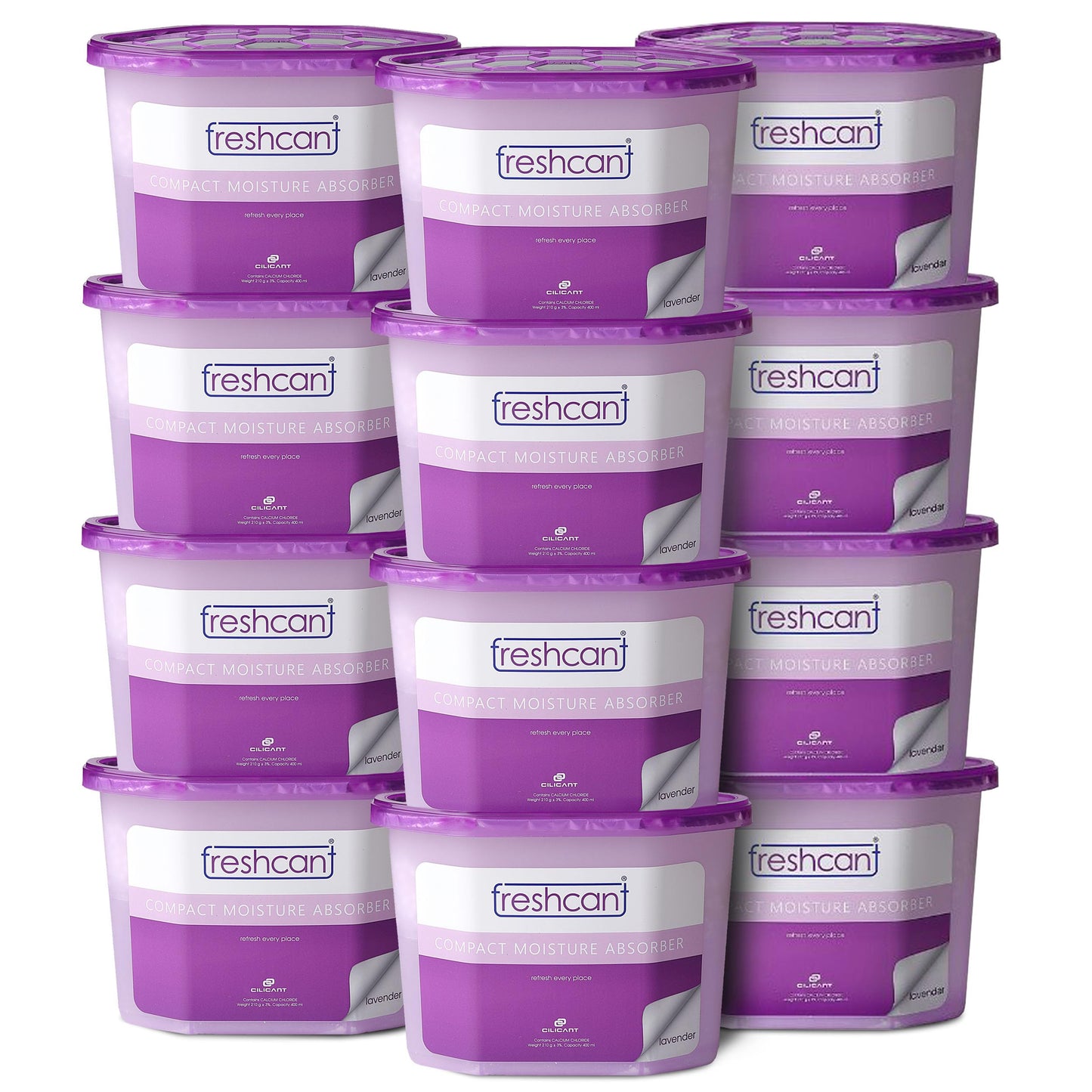 Freshcant Moisture Absorber, Lavender color, 210gm, 12 pack