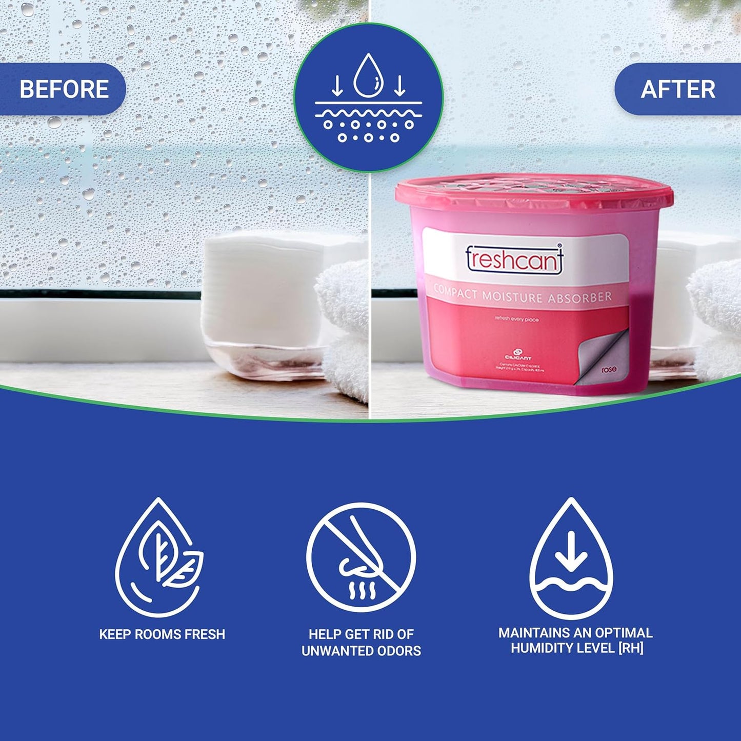 Freshcant Moisture Absorber, Rose color, 210gm, 24 pack