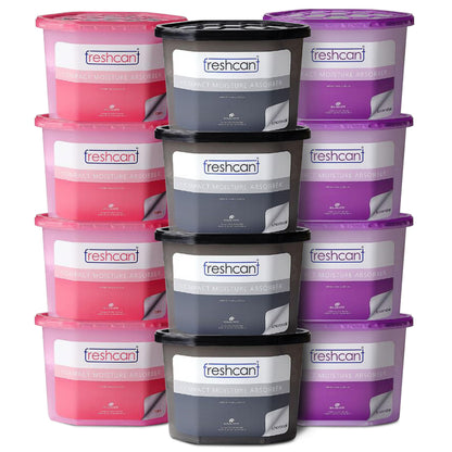 Freshcant Moisture Absorber, Combo - Lavender, Rose & Charcoal color, 210gm, 12 pack