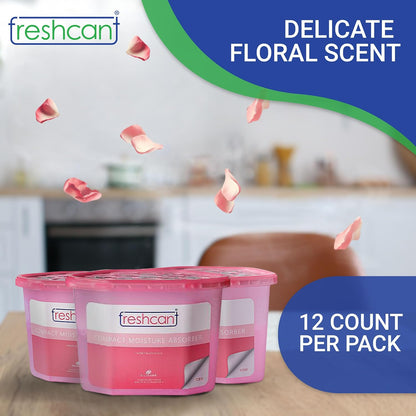 Freshcant Moisture Absorber, Rose color, 210gm, 12 pack